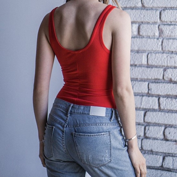 Red Tank Sleeveless Bodysuit - Picture 5 of 5